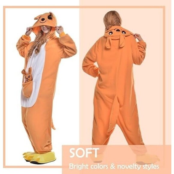 Kangaroo Costume Animal Pajamas Adult One Piece Cosplay size XL NEW - Picture 3 of 7
